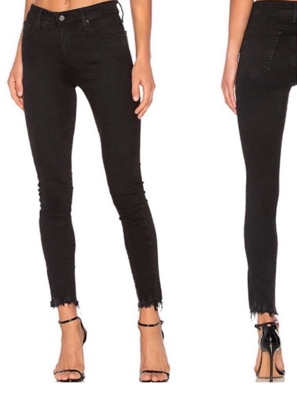 pistola Black High-Rise Skinny Jeans with Raw Hem